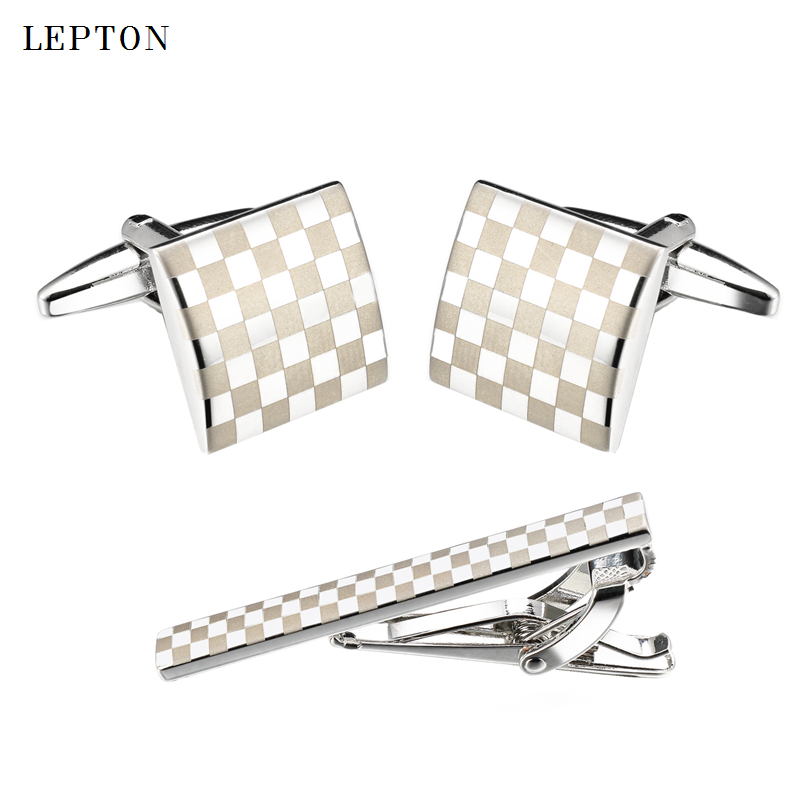 Tie Bar Set Gift - Lepton Vuông Cổ Điển Laser Nam