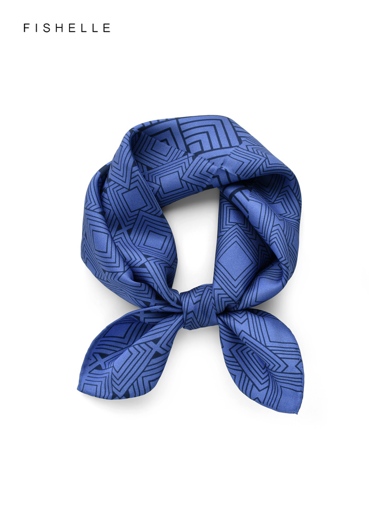 Geometric printed real silk tw - đánh giá và giá Ascot Neck Scarf