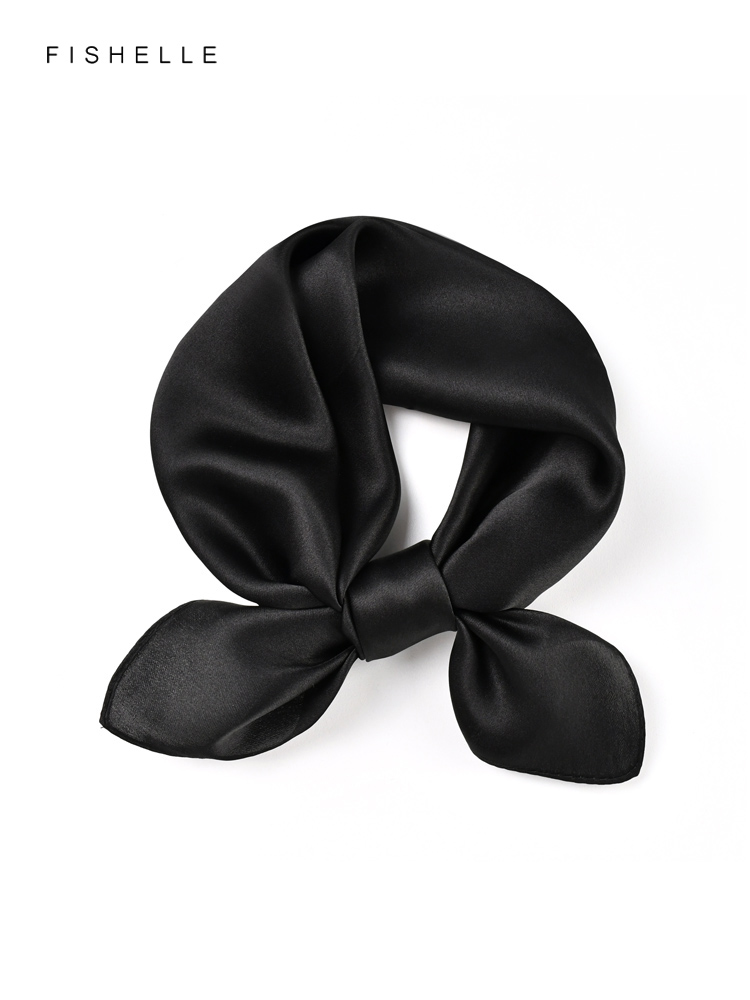 Solid color black pure silk sc - đánh giá và giá Scarf Silk Square