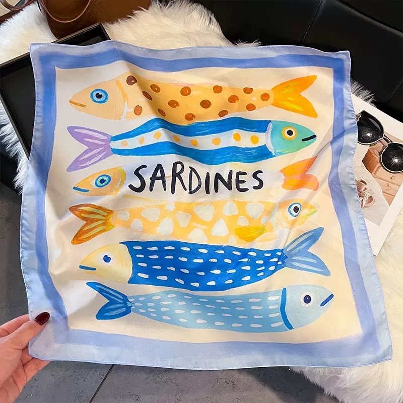 Fashion Fish Pattern Square Si - đánh giá và giá Scarf Silk Square