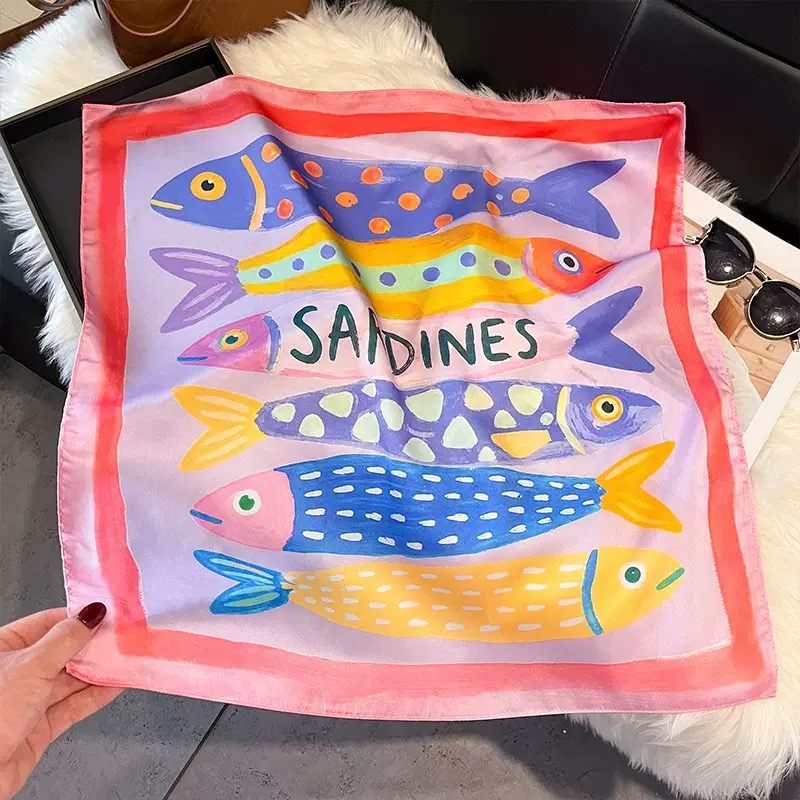 Fashion Fish Pattern Square Si - đánh giá và giá Scarf Silk Square