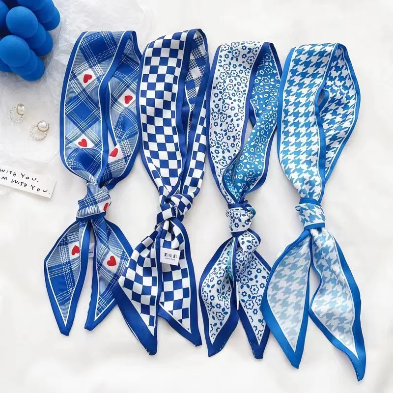 Klein blue silk scarf new chec - đánh giá và giá Ascot Neck Scarf
