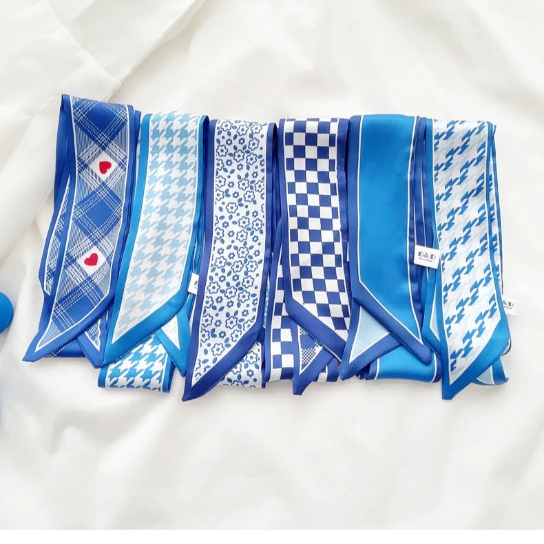 Klein blue silk scarf new chec - đánh giá và giá Ascot Neck Scarf